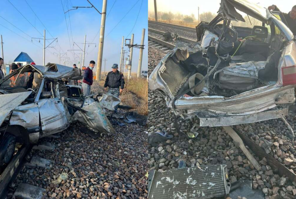 В Жамбылской области при столкновении автомобиля с поездом погибли шесть человек