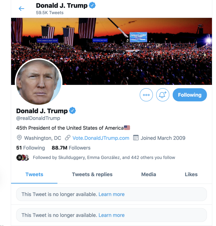 ​Twitter и Facebook заблокировали аккаунты Трампа