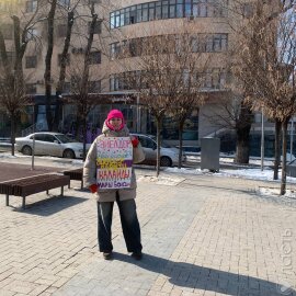 Журналистка Айсулу Тойшибек вышла в Алматы на одиночный пикет 