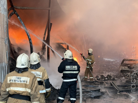ДЧС Алматы не исключает, что пожар на складе возник из-за грозового разряда